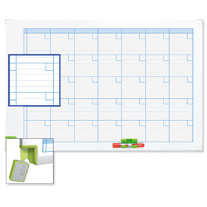 Nobo Planning Board Monthly Grid Magnetic Drywipe W900xH600mm Ref 3048101