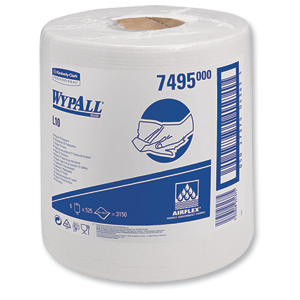 Wypall L10 Wipers Centrefeed Airflex 525 Sheets per Roll 185x380 White Ref 7495 [Pack 6] Ident: 586G