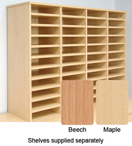 Tercel Post Room Sorter Hutch Add-on Double Height 4 Bay Can Fit 44 Shelves W1280xD360xH1145mm Maple Ident: 457B