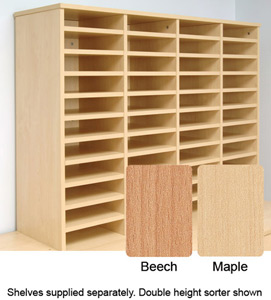 Tercel Post Room Sorter Hutch Add-on Single Height 4 Bay Can Fit 24 Shelves W1280xD360xH620mm Maple Ident: 457B