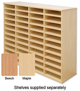 Tercel Post Room Sorter Hutch Multi-use Double Height 4 Bay Can Fit 44 Shelves W1280xD360xH1163mm Maple Ident: 457C