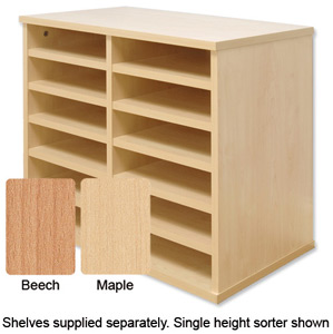 Tercel Post Room Sorter Hutch Multi-use Double Height 2 Bay Can Fit 22 Shelves W640xD360xH1163mm Maple Ident: 457C