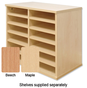 Tercel Post Room Sorter Hutch Multi-use Single Height 2 Bay Can Fit 12 Shelves W640xD360xH638mm Maple Ident: 457C