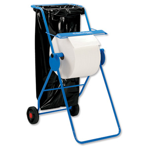 Mobi Roll Dispenser with Serrated Cutter Tubular Frame 2 Wheels for Industrial Cleaning Towel Ref C01848