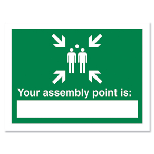 Stewart Superior Your Assembly Point Is Sign Write-on 200x150mm Self-adhesive Vinyl Ref NS035