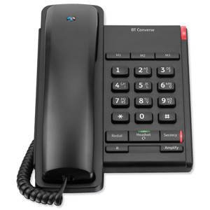 BT Converse 2100 Telephone 1 Redial Mute Function 3 Number Memory Black Ref 040206 Ident: 671B