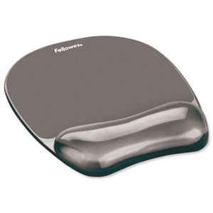 Fellowes Crystal Mouse Mat Pad with Wrist Rest Gel Black Ref 9112101 Ident: 740D