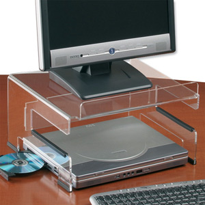 Compucessory Laptop Workstation with External Monitor Stand Capacity 30kg Acrylic Clear