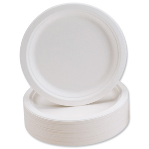 Plates Rigid Biodegradable Microwaveable Diameter 230mm [Pack 50] Ident: 630C