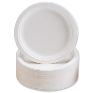 Plates Rigid Biodegradable Microwaveable Diameter 180mm [Pack 50] Ident: 630C