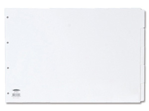 Concord Subject Dividers 230 Micron Punched 4 Holes 5-Part A3 White Ref 79801/98