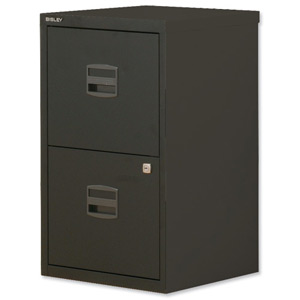 Trexus by Bisley SoHo Filing Cabinet Steel Lockable 2-Drawer A4 W413xD400xH672mm Black Ident: 463A