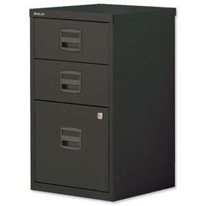 Trexus by Bisley SoHo Filing Cabinet Steel Lockable 3-Drawer A4 W413xD400xH672mm Black Ident: 463A
