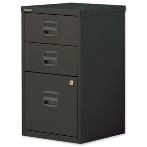 Trexus by Bisley SoHo Filing Cabinet Steel Lockable 3-Drawer A4 W413xD400xH672mm Black