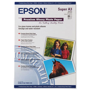 Epson Premium Photo Paper Glossy 255gsm A3 Ref S041315 [20 Sheets] Ident: 785A