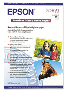 Epson Premium Photo Paper Glossy 255gsm A3plus Ref S041316 [20 Sheets]
