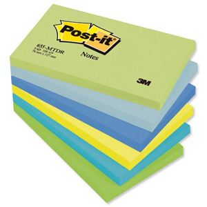 Post-it Colour Notes Pad of 100 Sheets 76x127mm Dreamy Palette Rainbow Colours Ref 655MT [Pack 6] Ident: 63A