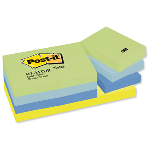 Post-it Colour Notes Pad of 100 Sheets 38x51mm Dreamy Palette Rainbow Colours Ref 653MT [Pack 12] Ident: 63A