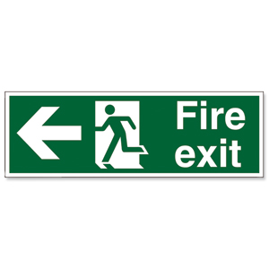 Stewart Superior Fire Exit Man Arrow Left Self Adhesive Sign Standard And Photoluminescent Ref SP078PVC
