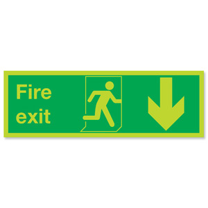 Stewart Superior Fire Exit Man Arrow Down Self Adhesive Sign Standard And Photoluminescent Ref SP0801PLV