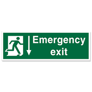 Stewart Superior Fire Exit Man Arrow Down Self Adhesive Sign Standard/Photoluminescent Ref SPO54SAV