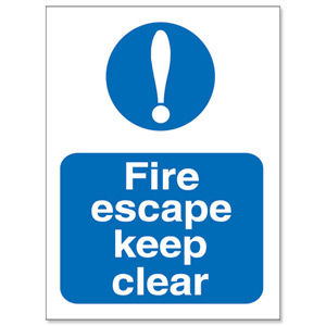 Stewart Superior Fire Escape Keep Clear Self Adhesive Sign Ref M025SAV Ident: 548B