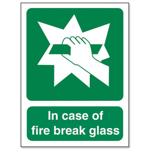 Stewart Superior In Case Of Fire Break Glass Self Adhesive Sign Ref SP074SAV