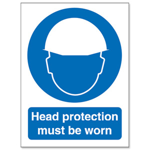 Stewart Superior Head Protection Must Be Worn Self Adhesive Sign Ref M005SAV Ident: 548B
