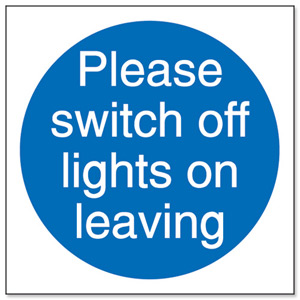 Stewart Superior Please Switch Off Lights Self Adhesive Sign Ref M013SAV [Pack 5]