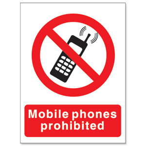 Stewart Superior Mobile Phones Prohibited Self Adhesive Sign Ref P087SAV