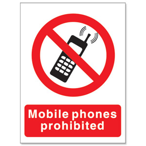 Stewart Superior Mobile Phones Prohibited Self Adhesive Sign Ref P087SAV Ident: 547D