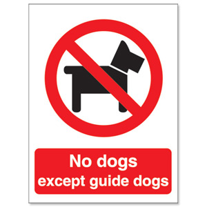 Stewart Superior No Dogs Except Guide Dogs Self Adhesive Sign Ref P091SAV