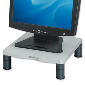 Fellowes Standard Monitor Riser 17in CRT 21in TFT Capacity 27kg 3 Heights 51-102mm Grey Ref 91712