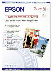 Epson Premium Photo Paper Semi-gloss 251gsm A3plus Ref S041328 [20 Sheets]