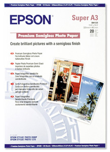 Epson Premium Photo Paper Semi-gloss 251gsm A3plus Ref S041328 [20 Sheets] Ident: 785D