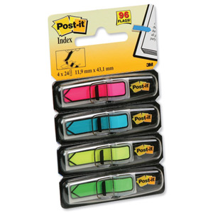 Post-it Index Arrows Repositionable W12xH43mm 4 Bright Colours Ref 684ARR4 [Pack 96] Ident: 59E