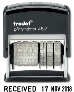 Trodat Printy 4817 Dial-A-Phrase Dater Stamp Self-inking Black Ref T4817 80361