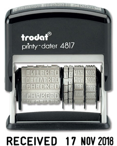 Trodat Printy 4817 Dial-A-Phrase Dater Stamp Self-inking Black Ref T4817 80361 Ident: 346E