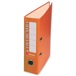 Rexel Colorado Lever Arch File Plastic 80mm Spine A4 Orange Ref 28146EAST [Pack 10] Ident: 227C