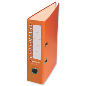 Rexel Colorado Lever Arch File Plastic 80mm Spine Foolscap Orange Ref 28116EAST [Pack 10]
