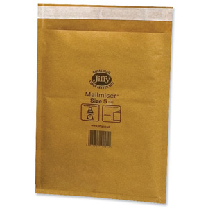 Jiffy Mailmiser Protective Envelopes Bubble-lined No.5 Gold 260x345mm Ref JMM-GO-5 [Pack 50] Ident: 145A