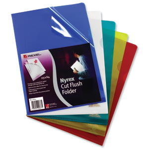 Rexel Nyrex Folder Cut Flush A4 Assorted Ref 12161AS [Pack 25] Ident: 186D
