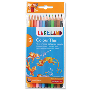 Lakeland Colourthin Colouring Pencils Hexagonal Barrel Hard-wearing Assorted Ref 0700077 [Pack 12] Ident: 105E