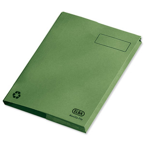 Elba Clifton Flat File with Front Pocket 315gsm Capacity 50mm Foolscap Green Ref 100090179 [Pack 25] Ident: 200A