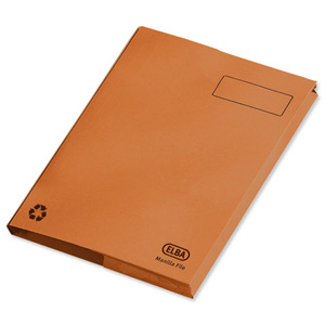 Elba Clifton Flat File with Front Pocket 315gsm Capacity 50mm Foolscap Orange Ref 100090321 [Pack 25] Ident: 200A