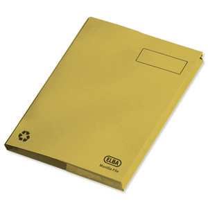 Elba Clifton Flat File with Front Pocket 315gsm Capacity 50mm Foolscap Yellow Ref 100090180 [Pack 25] Ident: 200A