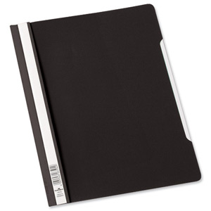 Durable Clear View Folder Plastic with Index Strip Extra Wide A4 Black Ref 257001 [Pack 50]