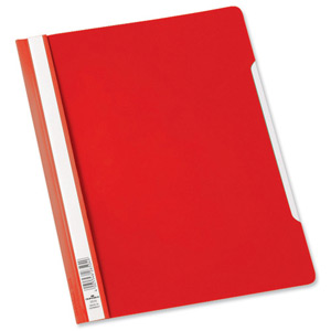 Durable Clear View Folder Plastic with Index Strip Extra Wide A4 Red Ref 257003 [Pack 50] Ident: 202C