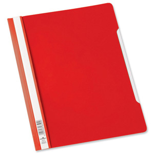 Durable Clear View Folder Plastic with Index Strip Extra Wide A4 Red Ref 257003 [Pack 50]