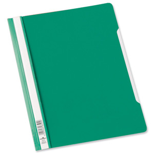 Durable Clear View Folder Plastic with Index Strip Extra Wide A4 Green Ref 257005 [Pack 50] Ident: 202C